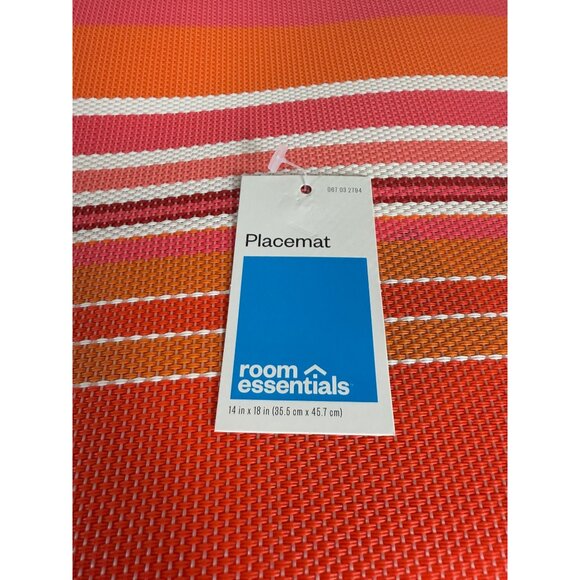 Room Essentials Indoor Outdoor Placemats Set of 8 Woven Vinyl Tangerine Rainbow - Picture 8 of 8